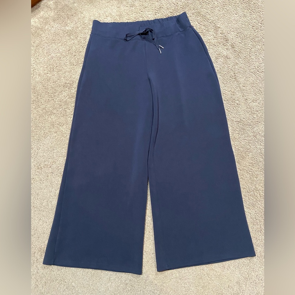 SPANX AIR ESSENTIALS WIDE LEG PANT Size 1X Petite CLASSIC NAVY 50239Q DRAWSTRING